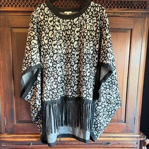 Tyler Boe Black and Gray Animal Print Poncho Top
